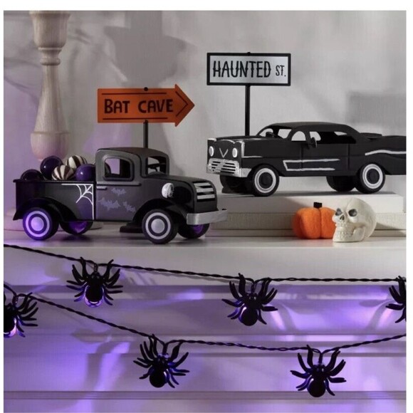 10 ct LED Black Metal Spider Halloween String Lights Purple - Hyde & EEK W/Timer - Picture 2 of 10